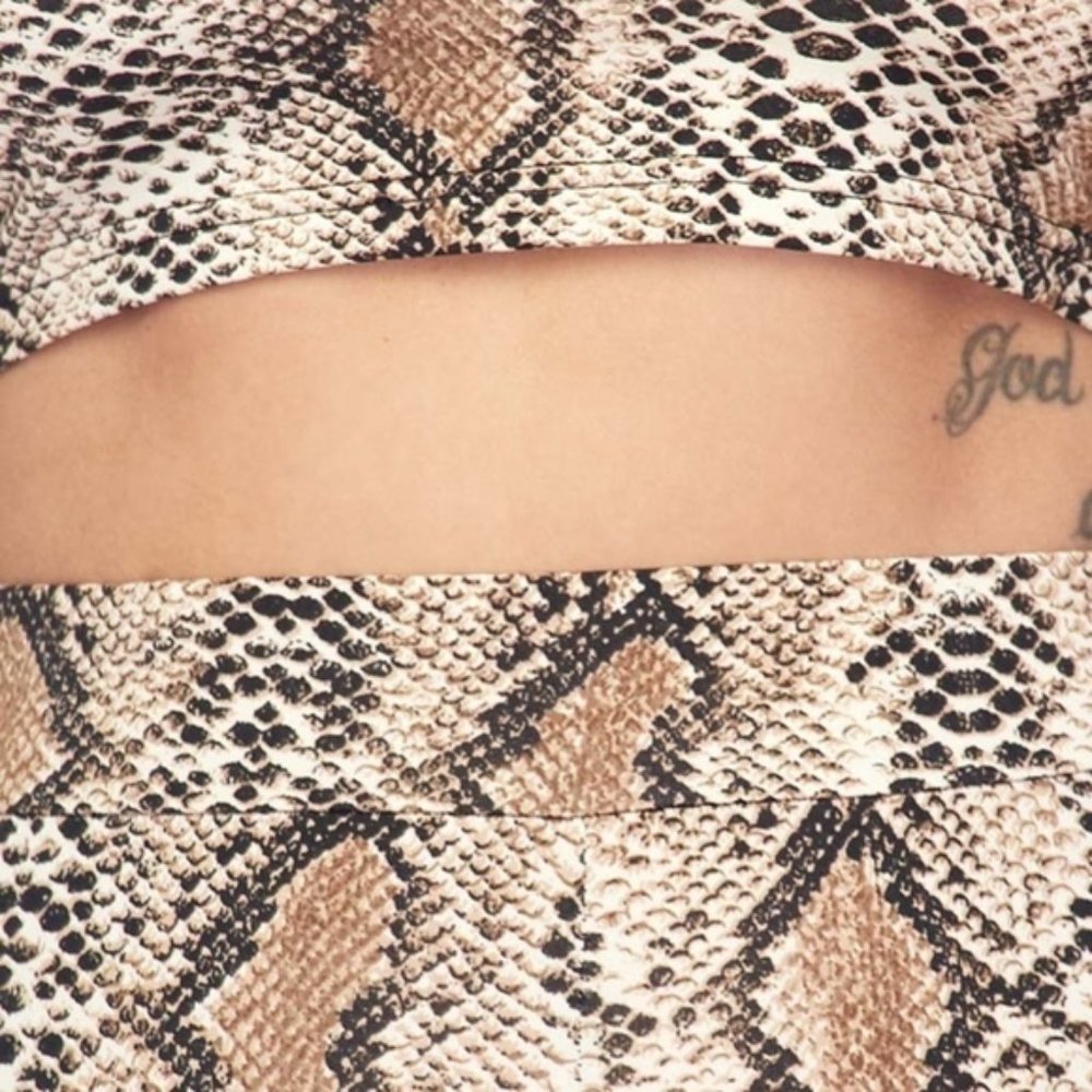 Brown Python Snakeskin Print Matching Bandeau Top… - image 7